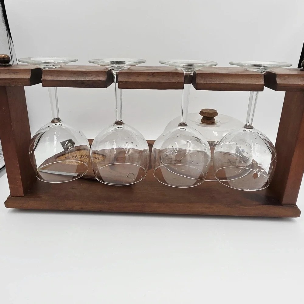 Vintage Bar‎ Serving Tray Station Wooden Mid-Century Modern 1970's